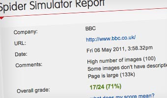 Summit's Spider tool analyses your site, providing actionable insight
