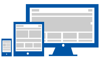 Illustration showing how a responsive website changes to the size of screen