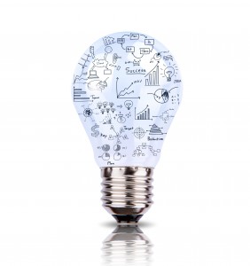 Light bulb with drawing graph inside isolated on white backgroun Light bulb with drawing graph inside isolated on white backgroun