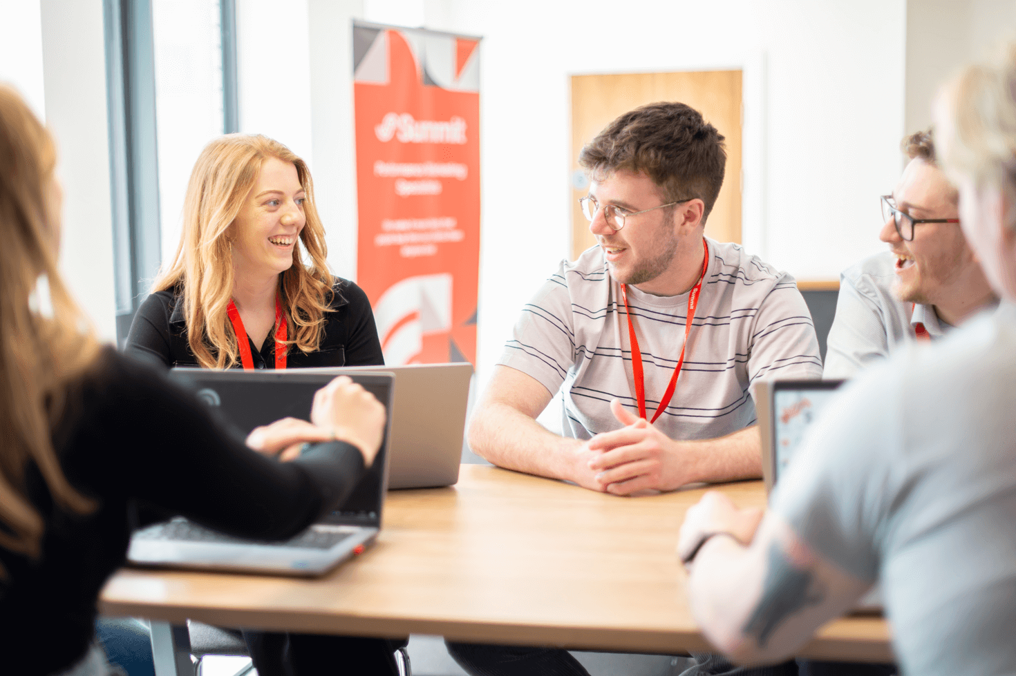 Two colleagues chatting